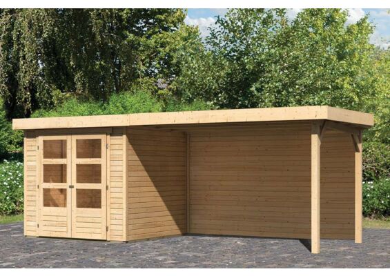 Woodfeeling | Tuinhuis Askola 2 met Overkapping 2,8 en Achterwand | Onbehandeld