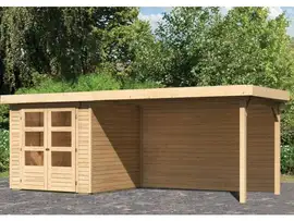 Woodfeeling | Tuinhuis Askola 2 met Overkapping 2,8 en Achterwand | Onbehandeld