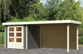 Woodfeeling | Tuinhuis Askola 2 met Overkapping 2,8 en Achterwand | Terragrijs