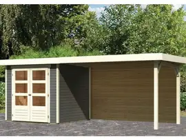 Woodfeeling | Tuinhuis Askola 2 met Overkapping 2,8 en Achterwand | Terragrijs