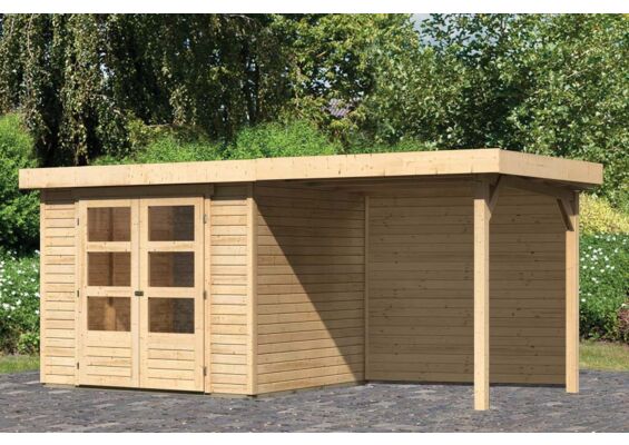 Woodfeeling | Tuinhuis Askola 3 met Overkapping 2,4 en Achterwand | Onbehandeld