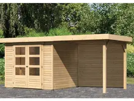 Woodfeeling | Tuinhuis Askola 3 met Overkapping 2,4 en Achterwand | Onbehandeld