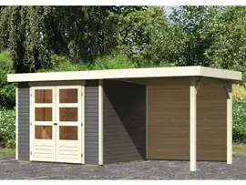 Woodfeeling | Tuinhuis Askola 3 met Overkapping 2,4 en Achterwand | Terragrijs