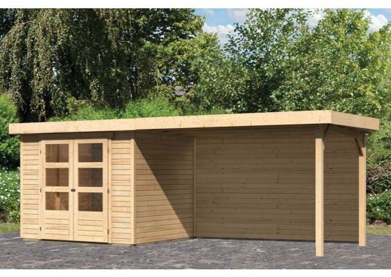 Woodfeeling | Tuinhuis Askola 3 met Overkapping 2,8 en Achterwand | Onbehandeld