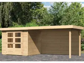 Woodfeeling | Tuinhuis Askola 3 met Overkapping 2,8 en Achterwand | Onbehandeld