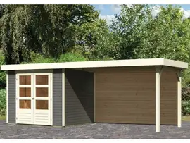 Woodfeeling | Tuinhuis Askola 3 met Overkapping 2,8 en Achterwand | Terragrijs