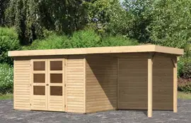 Woodfeeling | Tuinhuis Askola 4 met Overkapping 2,4 en Achterwand | Onbehandeld