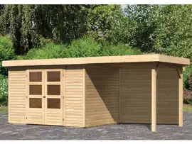 Woodfeeling | Tuinhuis Askola 4 met Overkapping 2,4 en Achterwand | Onbehandeld