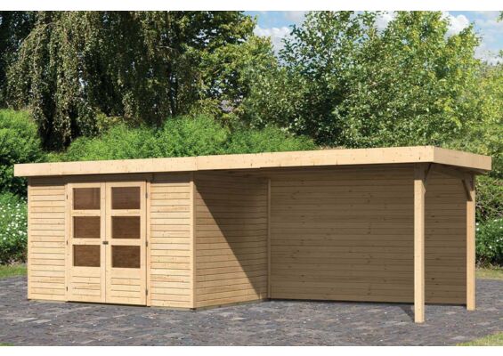 Woodfeeling | Tuinhuis Askola 4 met Overkapping 2,8 en Achterwand | Onbehandeld