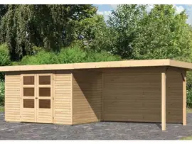Woodfeeling | Tuinhuis Askola 4 met Overkapping 2,8 en Achterwand | Onbehandeld