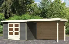 Woodfeeling | Tuinhuis Askola 4 met Overkapping 2,8 en Achterwand | Terragrijs