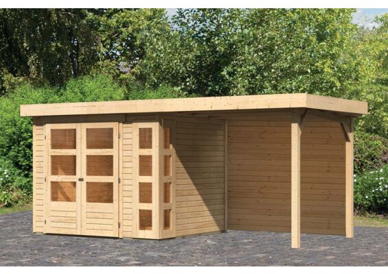 Woodfeeling | Tuinhuis Kerko 3 met Overkapping 2,4 en Achterwand | Onbehandeld