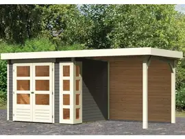 Woodfeeling | Tuinhuis Kerko 3 met Overkapping 2,4 en Achterwand | Terragrijs