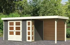 Woodfeeling | Tuinhuis Kerko 4 met Overkapping 2,4 en Achterwand | Terragrijs