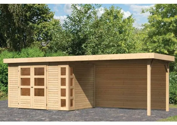 Woodfeeling | Tuinhuis Kerko 4 met Overkapping 2,8 en Achterwand | Onbehandeld