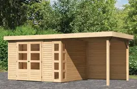 Woodfeeling | Tuinhuis Kerko 5 met Overkapping 2,4 en Achterwand | Onbehandeld