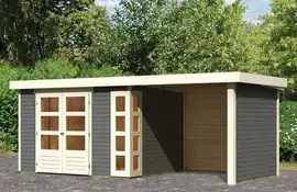 Woodfeeling | Tuinhuis Kerko 5 met Overkapping 2,4, Zij- en Achterwand | Terragrijs