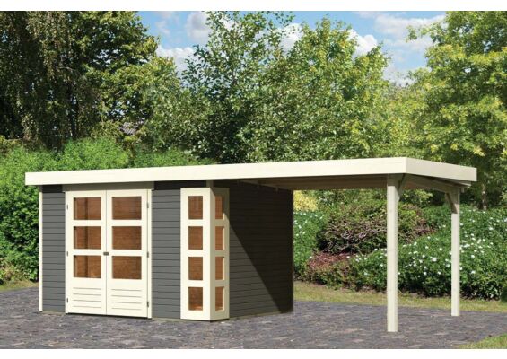 Woodfeeling | Tuinhuis Kerko 5 met Overkapping 2,8 | Terragrijs