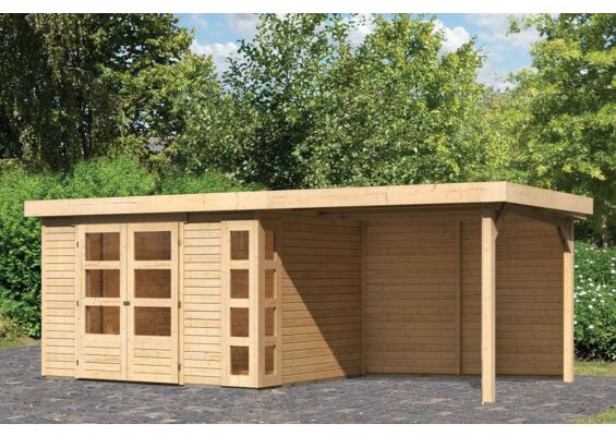 Woodfeeling | Tuinhuis Kerko 5 met Overkapping 2,8 en Achterwand | Onbehandeld