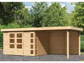 Woodfeeling | Tuinhuis Kerko 5 met Overkapping 2,8 en Achterwand | Onbehandeld