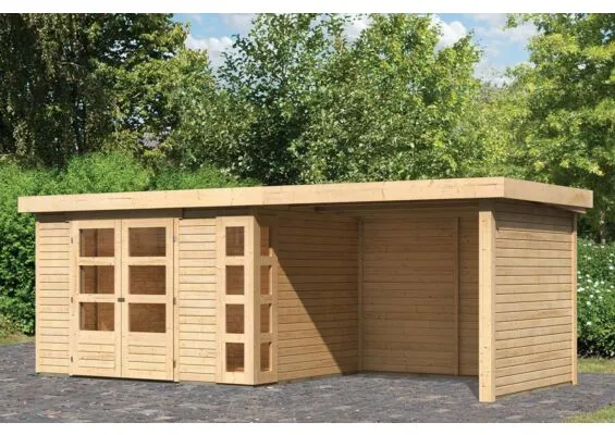 Woodfeeling | Tuinhuis Kerko 5 met Overkapping 2,8, Zij- en Achterwand | Onbehandeld