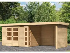 Woodfeeling | Tuinhuis Kerko 5 met Overkapping 2,8, Zij- en Achterwand | Onbehandeld