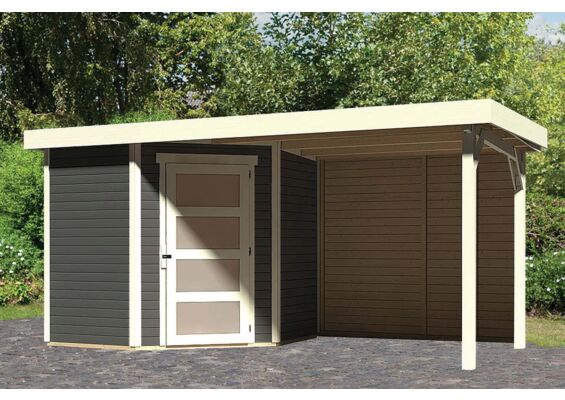 Woodfeeling | Tuinhuis Schwandorf 3 met Overkapping 2,4 en Achterwand | Terragrijs