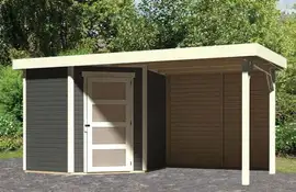 Woodfeeling | Tuinhuis Schwandorf 3 met Overkapping 2,4 en Achterwand | Terragrijs