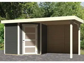 Woodfeeling | Tuinhuis Schwandorf 3 met Overkapping 2,4 en Achterwand | Terragrijs