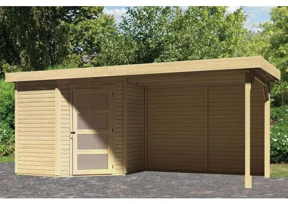 Woodfeeling | Tuinhuis Schwandorf 3 met Overkapping 2,8 en Achterwand | Onbehandeld