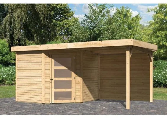 Woodfeeling | Tuinhuis Schwandorf 5 met Overkapping 2,5 en Achterwand | Onbehandeld