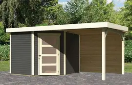 Woodfeeling | Tuinhuis Schwandorf 5 met Overkapping 2,5 en Achterwand | Terragrijs