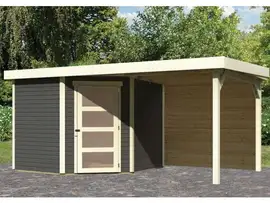 Woodfeeling | Tuinhuis Schwandorf 5 met Overkapping 2,5 en Achterwand | Terragrijs