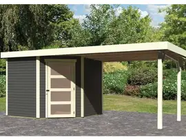 Woodfeeling | Tuinhuis Schwandorf 5 met Overkapping 2,8 | Terragrijs