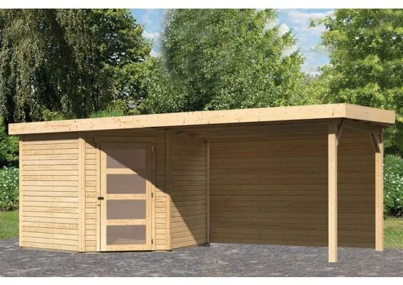 Woodfeeling | Tuinhuis Schwandorf 5 met Overkapping 2,8 en Achterwand | Onbehandeld