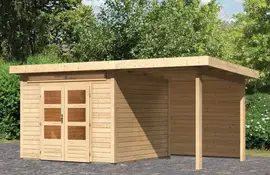 Woodfeeling | Tuinhuis Kandern 6 met Overkapping 2,6 en Achterwand | Terragrijs