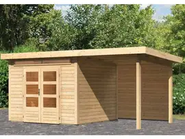 Woodfeeling | Tuinhuis Kandern 6 met Overkapping 2,6 en Achterwand | Terragrijs