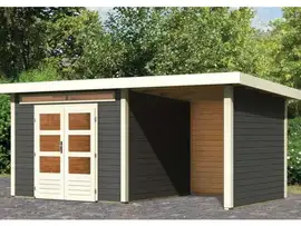 Woodfeeling | Tuinhuis Kandern 6 met Overkapping 2,6, Zij- en Achterwand | Terragrijs