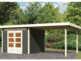 Woodfeeling | Tuinhuis Kandern 6 met Overkapping 3,2 | Terragrijs