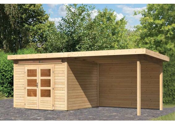 Woodfeeling | Tuinhuis Kandern 6 met Overkapping 3,2 en Achterwand | Onbehandeld