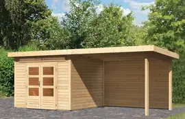 Woodfeeling | Tuinhuis Kandern 6 met Overkapping 3,2 en Achterwand | Onbehandeld
