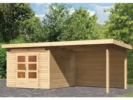 Woodfeeling | Tuinhuis Kandern 6 met Overkapping 3,2 en Achterwand | Onbehandeld