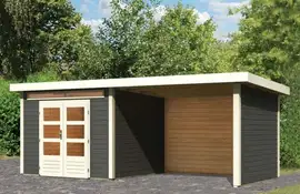 Woodfeeling | Tuinhuis Kandern 6 met Overkapping 3,2, Zij- en Achterwand | Terragrijs