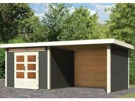 Woodfeeling | Tuinhuis Kandern 6 met Overkapping 3,2, Zij- en Achterwand | Terragrijs