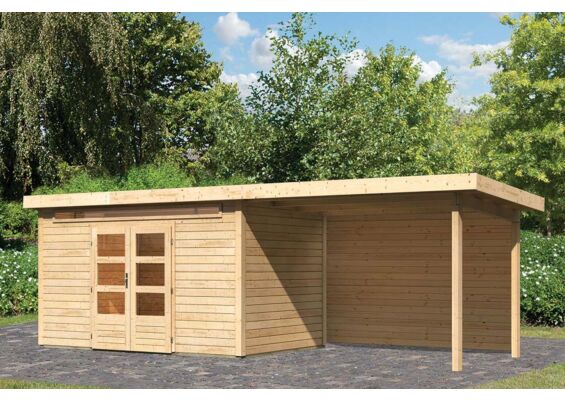 Woodfeeling | Tuinhuis Kandern 7 met Overkapping 3,2 en Achterwand | Onbehandeld