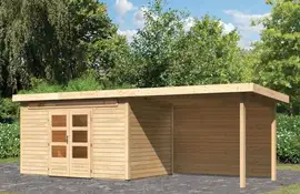 Woodfeeling | Tuinhuis Kandern 7 met Overkapping 3,2 en Achterwand | Onbehandeld