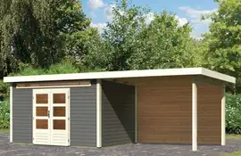 Woodfeeling | Tuinhuis Kandern 7 met Overkapping 3,2 en Achterwand | Terragrijs