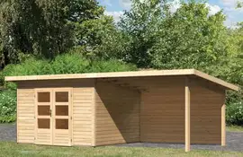 Woodfeeling | Tuinhuis Northeim 3 met Overkapping 3,3 en Achterwand | Onbehandeld