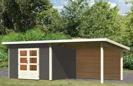 Woodfeeling | Tuinhuis Northeim 3 met Overkapping 3,3 en Achterwand | Terragrijs