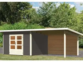 Woodfeeling | Tuinhuis Northeim 3 met Overkapping 3,3 en Achterwand | Terragrijs